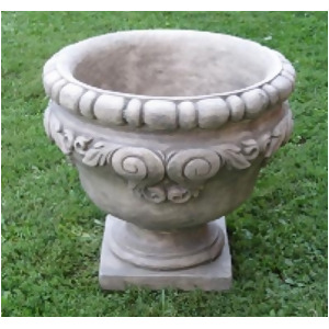 Set of 2 Old World Scroll Design Cast Stone Concrete Outdoor Garden Urn Planters - All
