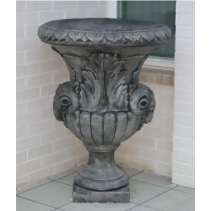 Set of 2 Ornate Ram's Head Cast Stone Concrete Outdoor Garden Urn Planters - All