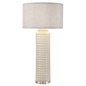 36 Warm Ivory Ribbed Glaze Finish Table Lamp with Round Oatmeal Drum Shade - All