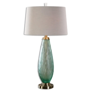 33 Sea Green Antiqued Brass Plated and Gray Tapered Round Hardback Shade Table Lamp - All