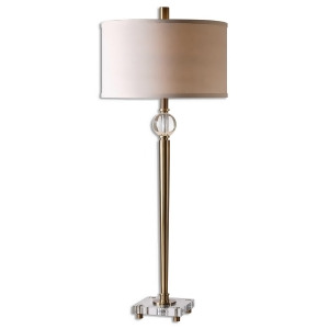 40 Brushed Antique Brass Finish Table Lamp with Beige Round Drum Shade - All