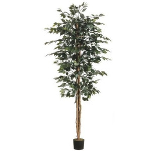 Set of 2 Potted Artificial Decorative Silk Ficus Trees 7' - All