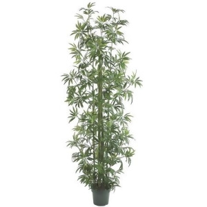 Set of 2 Potted Artificial Leafy Green Bamboo Trees 8' - All