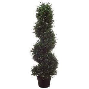 Set of 2 Potted Artificial Dark Green Spiral Rosemary Topiary Trees 3' - All