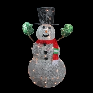 48 3-D Lighted Glittering Mesh Winter Snowman Christmas Outdoor Decoration - All