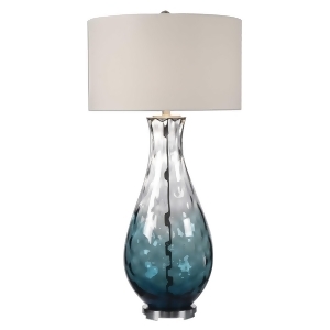 38 Blue and Clear Ombre Polished Finish Table Lamp with Round Ivory Drum Shade - All