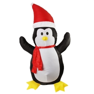 4' Inflatable Lighted Penguin with Santa Hat Christmas Outdoor Decoration - All