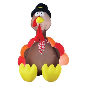 4' Inflatable Lighted Thanksgiving Turkey Outdoor Decoration - All