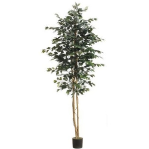 Set of 2 Potted Artificial Green Ficus Trees 8' - All