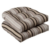 Set Of 2 Outdoor Patio Furniture Chair Seat Cushions Black Tan