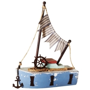 Set of 2 Blue Nautical Themed Small Boat with Flags and Anchor Table Top Figures 13 - All