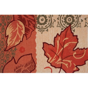 22 x 34 Red and Orange Fall Leaves in Garden Decorative Area Throw Rug - All