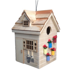 7.75 Fully Functional Nestling Series Natural Wooden Potting Shed Outdoor Birdhouse - All