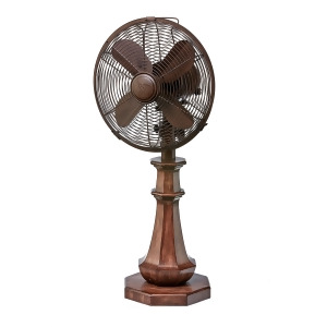 25 Chocolate Brown Coronado Antique-Style 3-Speed Wooden and Metal Table Fan - All