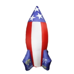 8' Inflatable Lighted Red White and Blue Rocket Outdoor Decoration - All