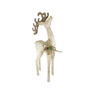 46 Lighted Sparkling White Sisal Reindeer Christmas Outdoor Decoration - All