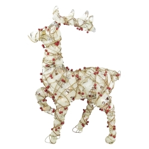 28 Lighted Standing Burlap and Berry Rattan Reindeer Christmas Outdoor Decoration - All