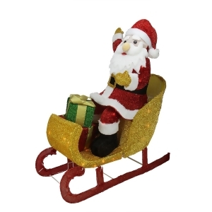 29.5 Lighted Tinsel Santa Claus in Sleigh Christmas Outdoor Decoration - All
