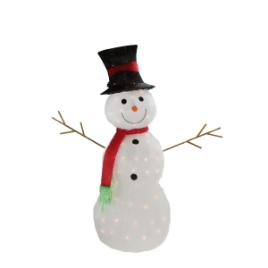 48 Lighted 3-D Tinsel Snowman with Top Hat Christmas Outdoor Decoration - All