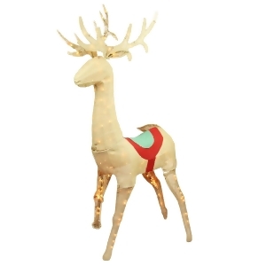 60 Pre-Lit Rustic Burlap Standing Reindeer Christmas Outdoor Decoration - All