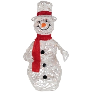 28 Lighted White Glittered Rattan Snowman Christmas Outdoor Decoration - All
