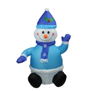 4' Inflatable Lighted Blue Snowman Christmas Outdoor Decoration - All