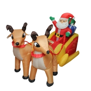 4 Inflatable Lighted Santa Claus and Sleigh Christmas Outdoor Decoration - All
