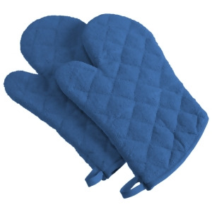 Set of 2 Blue Terry Cloth Oven Mitts 13 - All