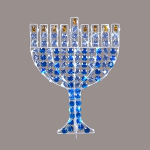 24 Led Lighted Menorah Hanukkah Outdoor Decoration Cool White Lights - All