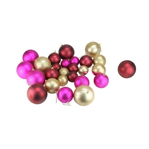 Pack of 27 Shatterproof Merlot Gold Fuchsia Christmas Ball Ornaments - All