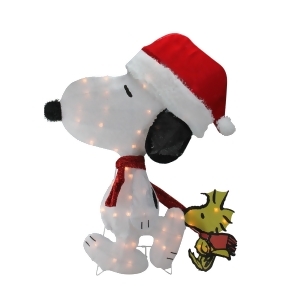 32 Pre-Lit Peanuts Snoopy and Woodstock 2D Christmas Outdoor Decoration - All