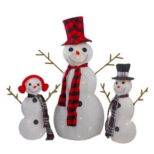 Set of 3 Lighted Tinsel Snowman Family Christmas Outdoor Decorations 35 - All