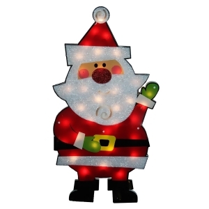 30 Standing Tinsel Santa Claus Lighted Christmas Outdoor Decoration Clear Lights - All