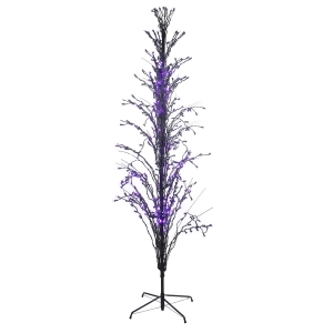 9' Purple Led Lighted Halloween Cascade Twig Tree Outdoor Decoration - All