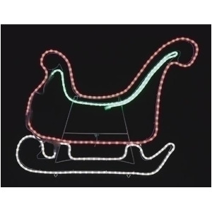 25 Pure White Red and Green Led Lighted Outdoor Sleigh Silhouette Decoration with Neon Flex Rope Lights - All