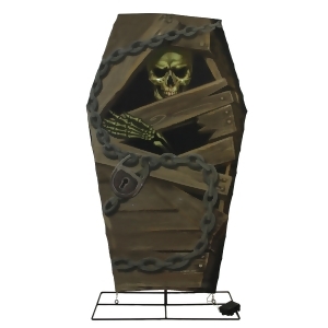 48 Battery Operated Led Lighted Skeleton in Coffin with Timer Halloween Outdoor Decoration - All