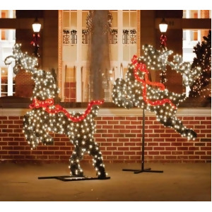 6' Giant Commercial Grade Led Lighted Flying Reindeer Topiary Outdoor Christmas Decoration - All