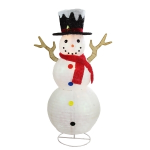48 Pre-Lit Glitter Snowflake Snowman with Top Hat Christmas Outdoor Decoration - All