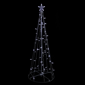 5' Cool White Led Lighted Outdoor Show Cone Christmas Tree Outdoor Decoration - All