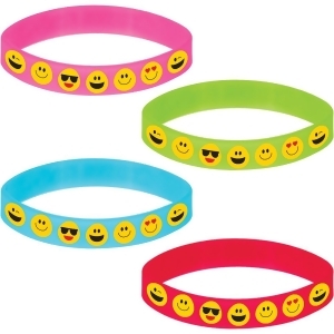 Pack of 48 Red Blue Green and Pink Show Your Emoji Favor Bracelets 7 - All