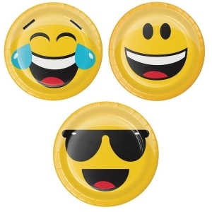 Club Pack of 96 Yellow and Black Assorted Show Your Emojis Themed Luncheon Plates 6.8 - All
