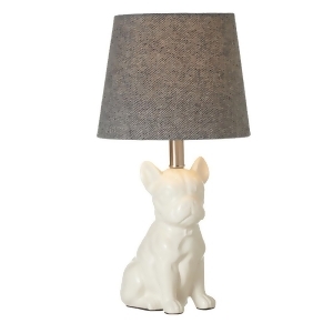 Set of 2 White and Black Pug Base Table Lamps with Herringbone Shade 18.5 - All