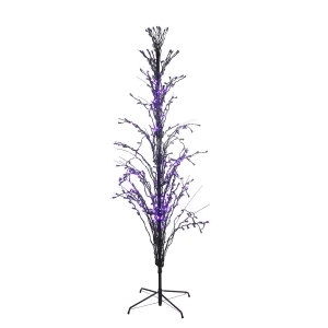 6' Purple Led Lighted Halloween Cascade Twig Tree Outdoor Decoration - All