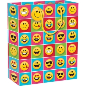 Club Pack of 12 Bright Yellow Red and Blue Show Your Emoji Gift Bag 12.5 - All