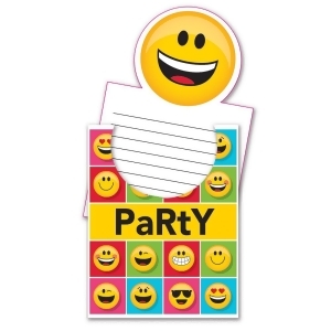 Club Pack of 48 Yellow and Black Show Your Emojis Pop Up Invitations 8.2 - All