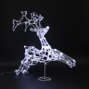 33 Led Lighted Running Buck Deer Spun Glass Christmas Outdoor Decoration Polar White Lights - All