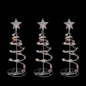 Set of 3 Clear Lighted Outdoor Spiral Walkway Christmas Trees Outdoor Decorations 18 - All