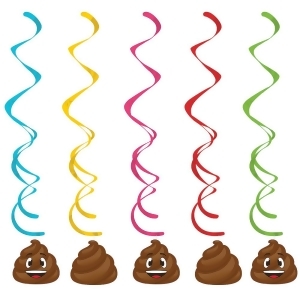 Club Pack of 30 Brown Dizzy Poop Emoji Hanging Party Decorations Dangler - All