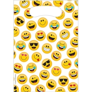 Club Pack of 96 Bright Yellow and White Show Your Emoji Favor Bags 12 - All