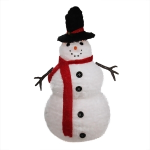 4' Lighted 3-D Chenille Winter Snowman with Top Hat Outdoor Christmas Decoration - All